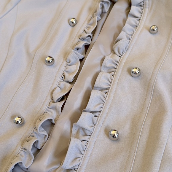 3/$60 Beige Ruffle Silver Button Blazer - Picture 4 of 9